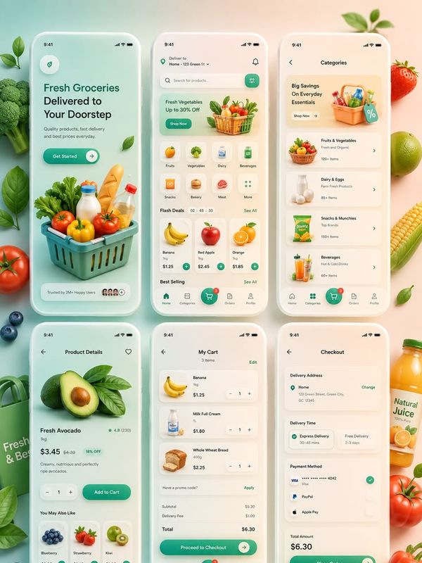 生鲜杂货 App 界面 封面